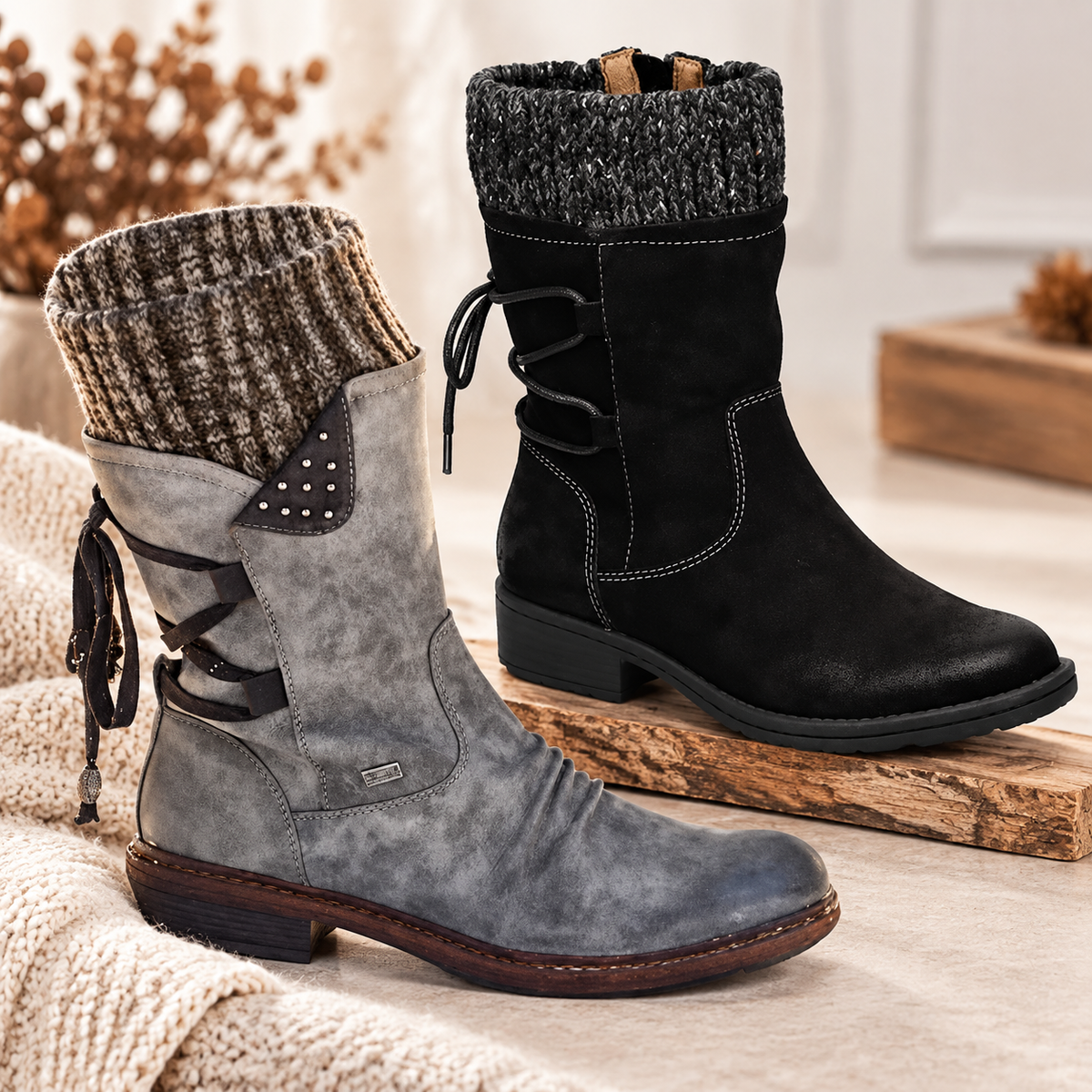 đ„ LETZTER TAG â 80 % RABATT đ„ Damen Winterstiefel mit orthopĂ€discher UnterstĂŒtzung, Schleifendetail & warmer WollfĂŒtterung