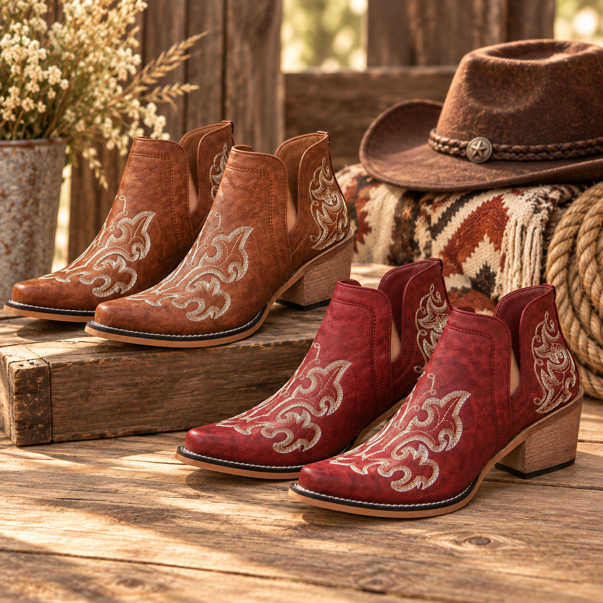 Damen-Western-Stiefeletten mit Stickerei – Produktansicht 6