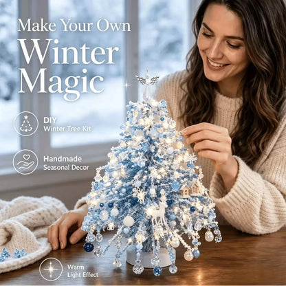 DIY beaded tabletop tree kit - Winter Blue style