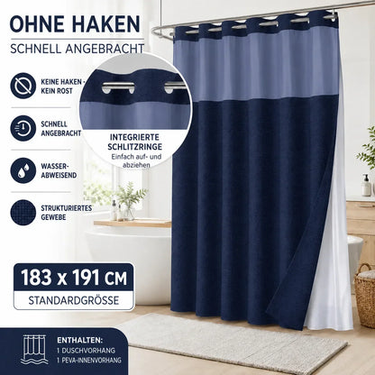 Duschvorhang-Set mit abnehmbarem Innenvorhang – Produktansicht 3