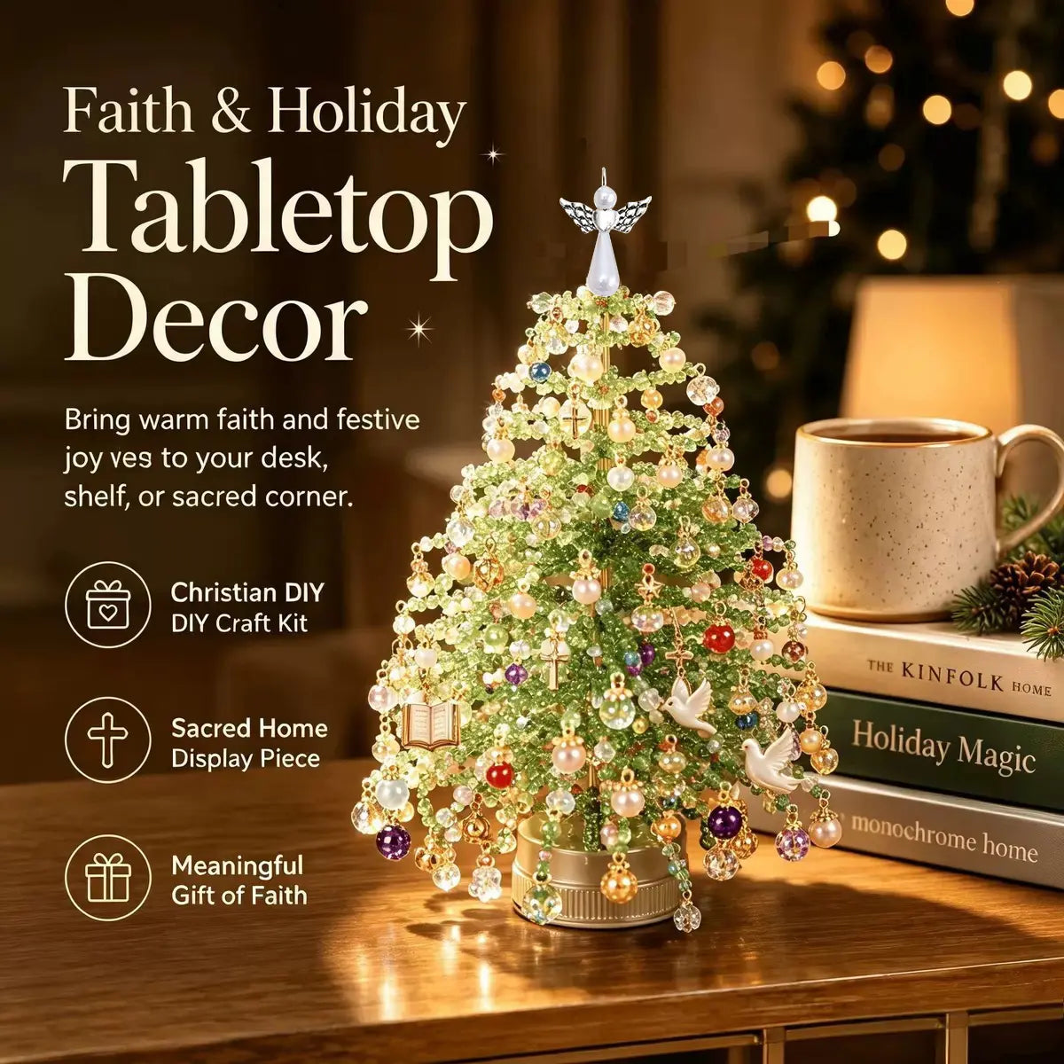 DIY beaded tabletop tree kit - Faith & Holiday style