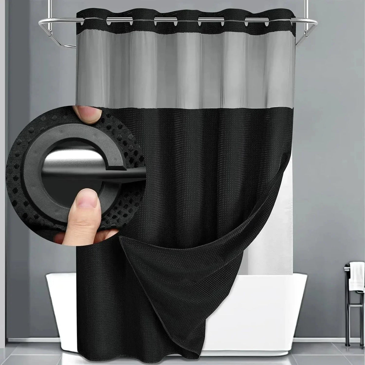 Hookless Shower Curtain — Black