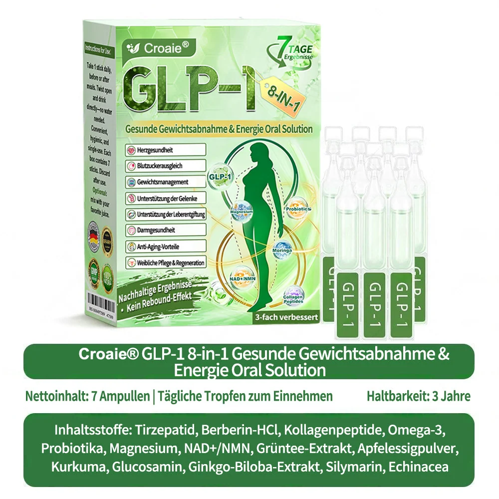 ⏰ GLP-1 8-in-1 Slim & Healthy Lösung | 1× täglich – sichtbare Ergebnisse in 7 Tagen | Für Gewicht, Herz, Blutzucker, Schlaf, Darm, Gelenke, Haut & Energie | CE · MDR (EU) 2017/745 · BfArM