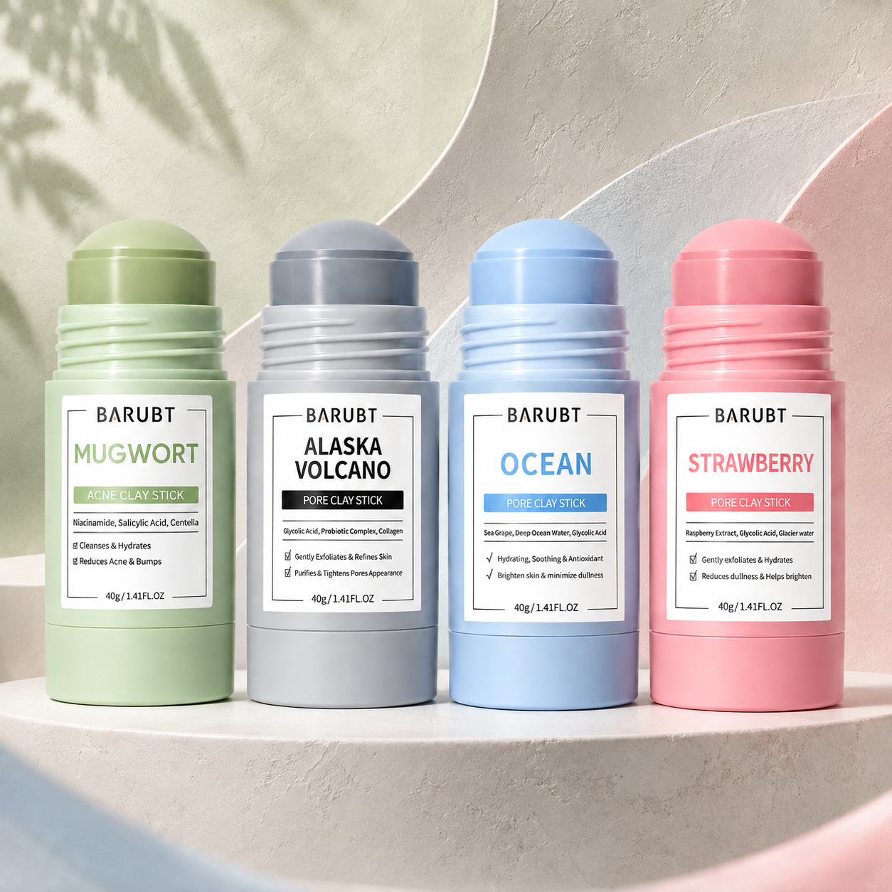 BARUBT complete four-formula clay mask set