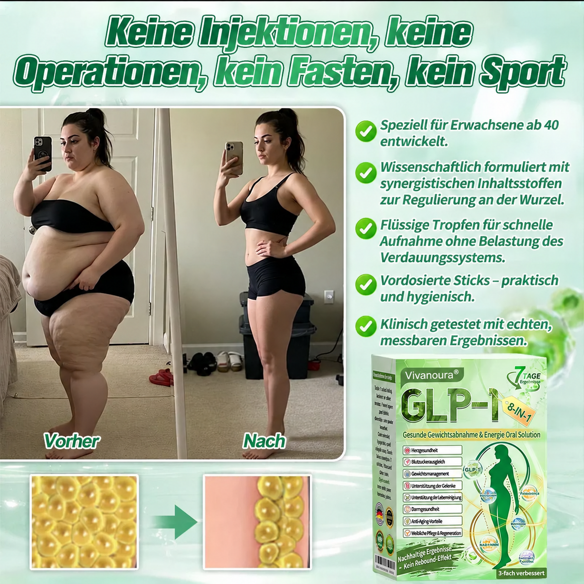 ⏰ GLP-1 8-in-1 Slim & Healthy Lösung | 1× täglich – sichtbare Ergebnisse in 7 Tagen | Für Gewicht, Herz, Blutzucker, Schlaf, Darm, Gelenke, Haut & Energie | CE · MDR (EU) 2017/745 · BfArM