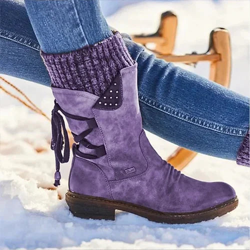LETZTER TAG – 80 % RABATT 🔥 Damen Winterstiefel mit orthopädischer Unterstützung, Schleifendetail & warmer Wollfütterung
