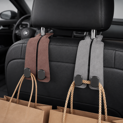 Faux Suede Car Headrest Double Hooks