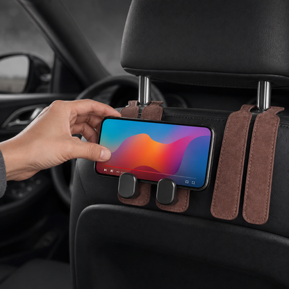 Faux Suede Car Headrest Double Hooks