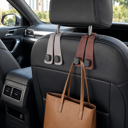 Faux Suede Car Headrest Double Hooks