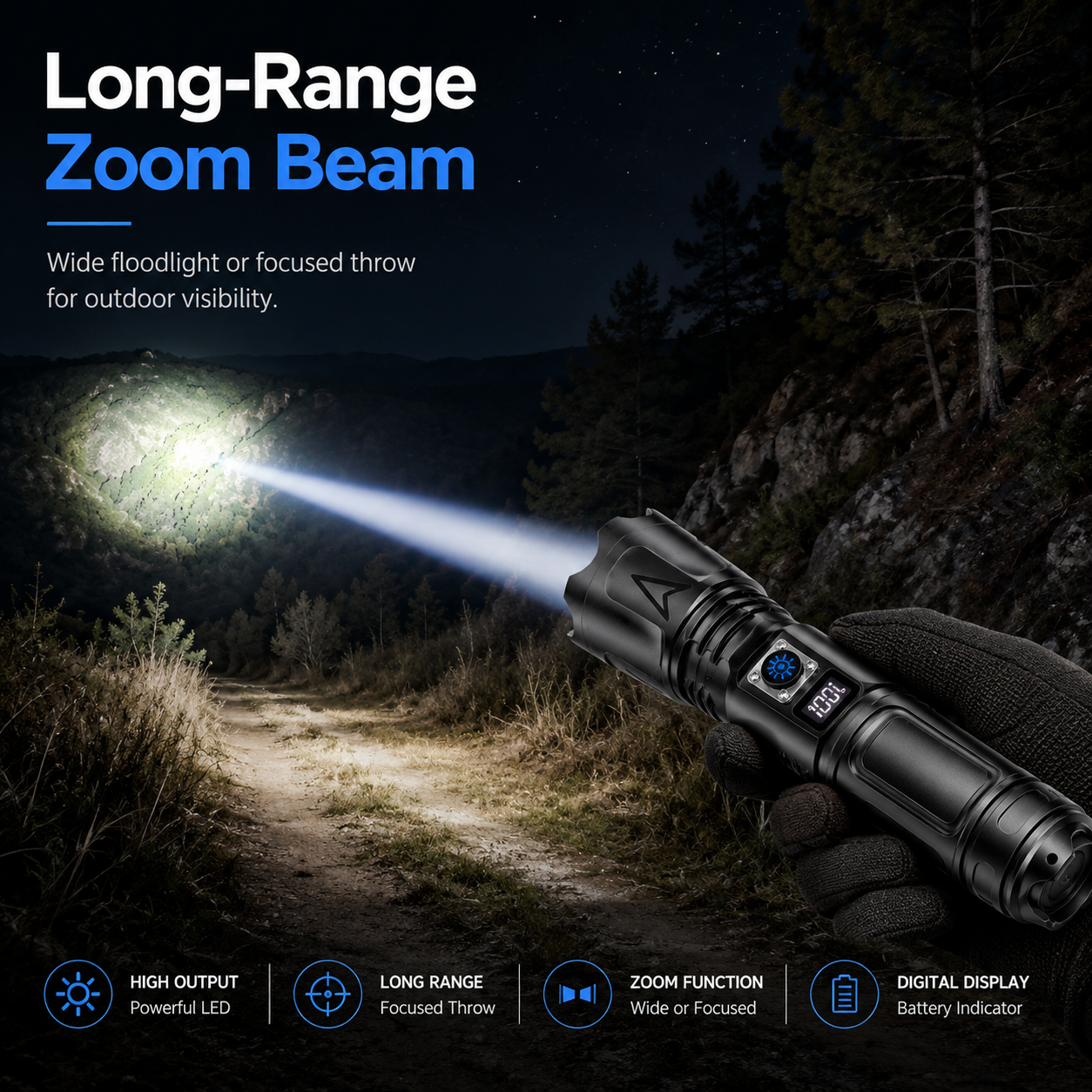 Rechargeable High-Intensity Flashlight with Power Bank