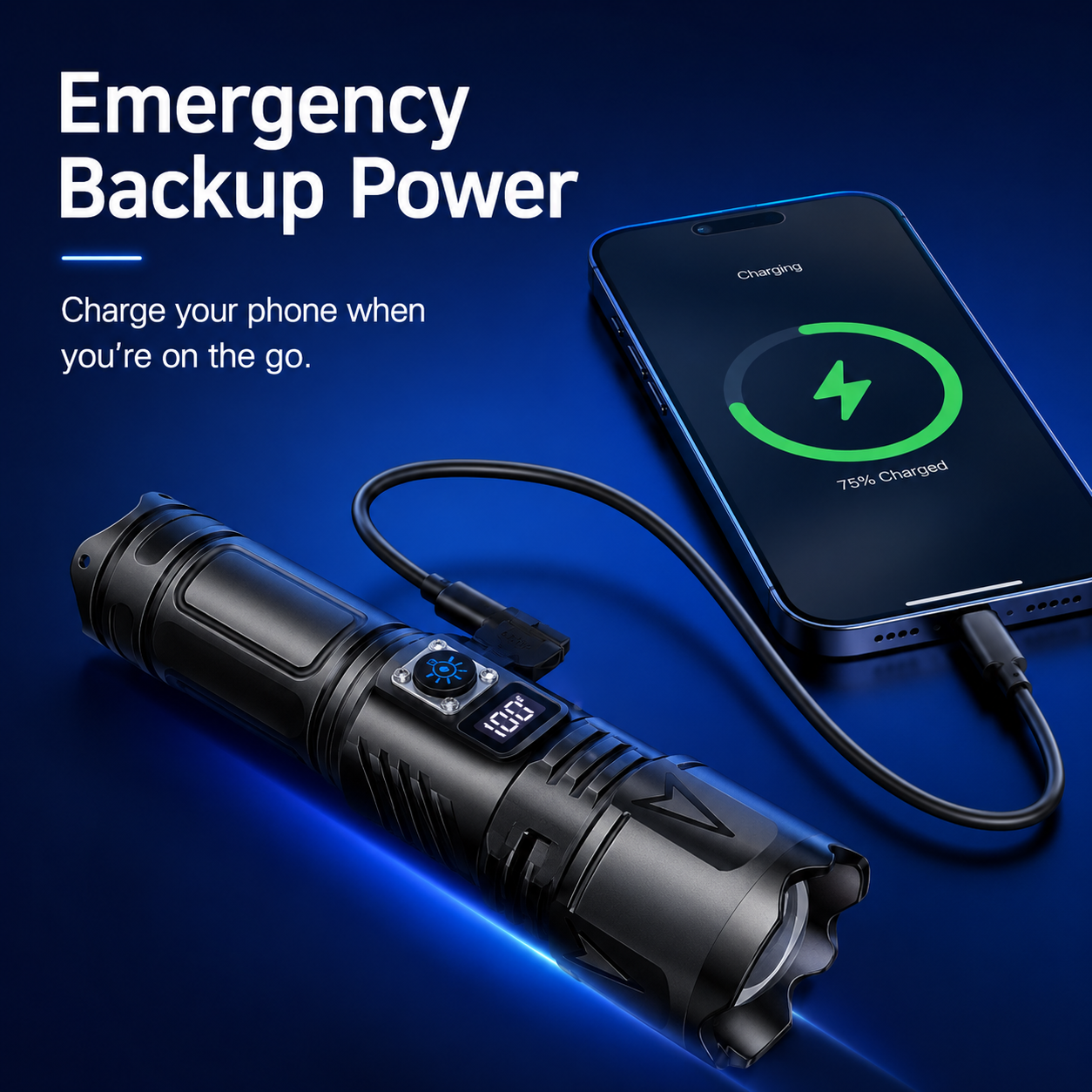 Rechargeable High-Intensity Flashlight with Power Bank