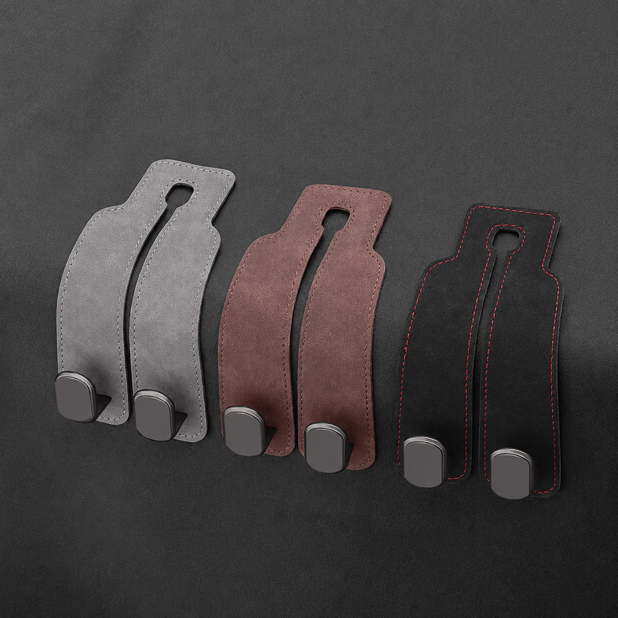 Faux Suede Car Headrest Double Hooks