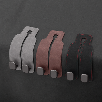 Faux Suede Car Headrest Double Hooks