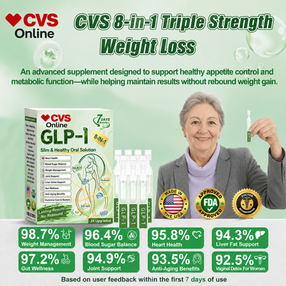 ✨ CVS® GLP-1 8-in-1 Slim & Healthy Oral Solution | Once daily. Supports weight management, appetite control, heart and gut health, joints, skin and energy