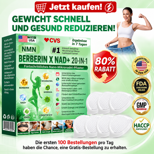 🏥 Online-Apotheke | NMN Berberine x NAD 20-in-1 Nano-Mikronadel-Pflaster – 1× täglich, sichtbare Veränderungen in 7 Tagen. Unterstützt Gewichtsmanagement, Haut, Schlaf, Gelenkkomfort & mehr.