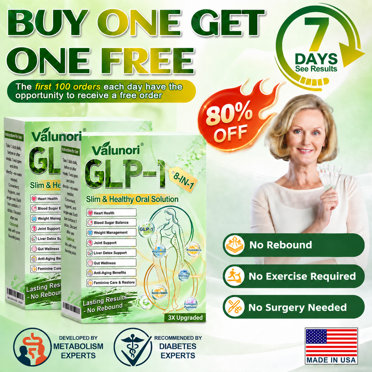⏰Valunori® GLP-1 8-in-1 Slim & Healthy Oral Solution | Once daily. Supports weight management, appetite control, heart and gut health, joints, skin and energy.