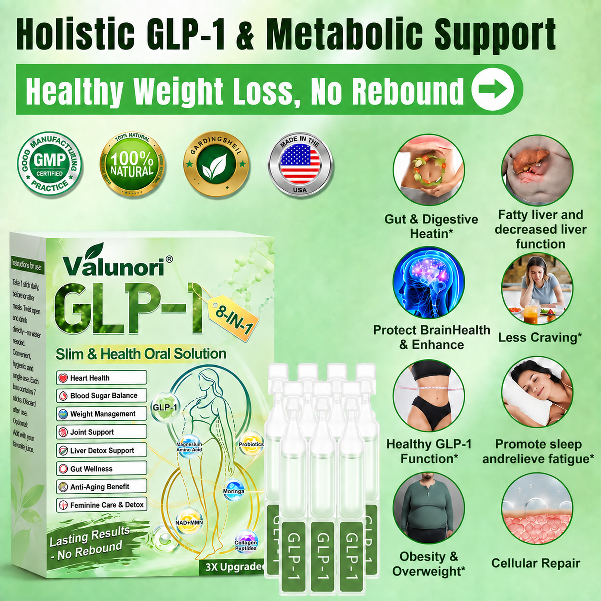 ⏰Valunori® GLP-1 8-in-1 Slim & Healthy Oral Solution | Once daily. Supports weight management, appetite control, heart and gut health, joints, skin and energy.