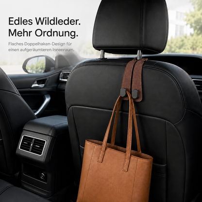 Doppelhaken für Auto-Kopfstützen aus Kunstwildleder
