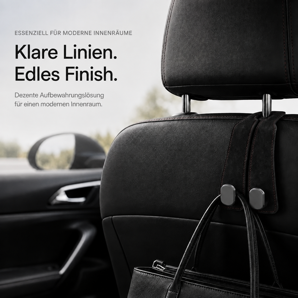 Doppelhaken für Auto-Kopfstützen aus Kunstwildleder