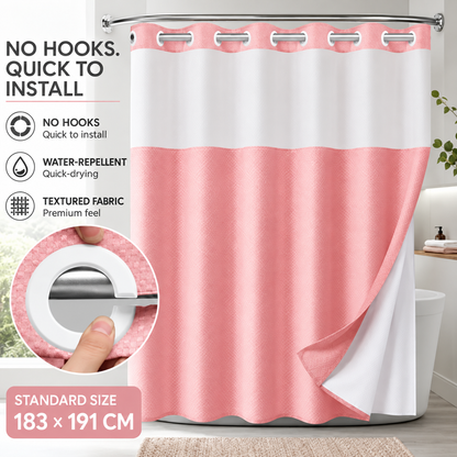 🧨Get it in just 3 days!🤩 TODAY ONLY: 80% OFF 🛁 | Hookless Shower Curtain Set with Snap-In Liner