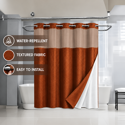 🧨Get it in just 3 days!🤩 TODAY ONLY: 80% OFF 🛁 | Hookless Shower Curtain Set with Snap-In Liner