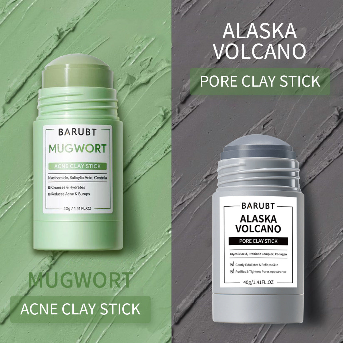 BARUBT Volcano and Mugwort acne care clay mask set