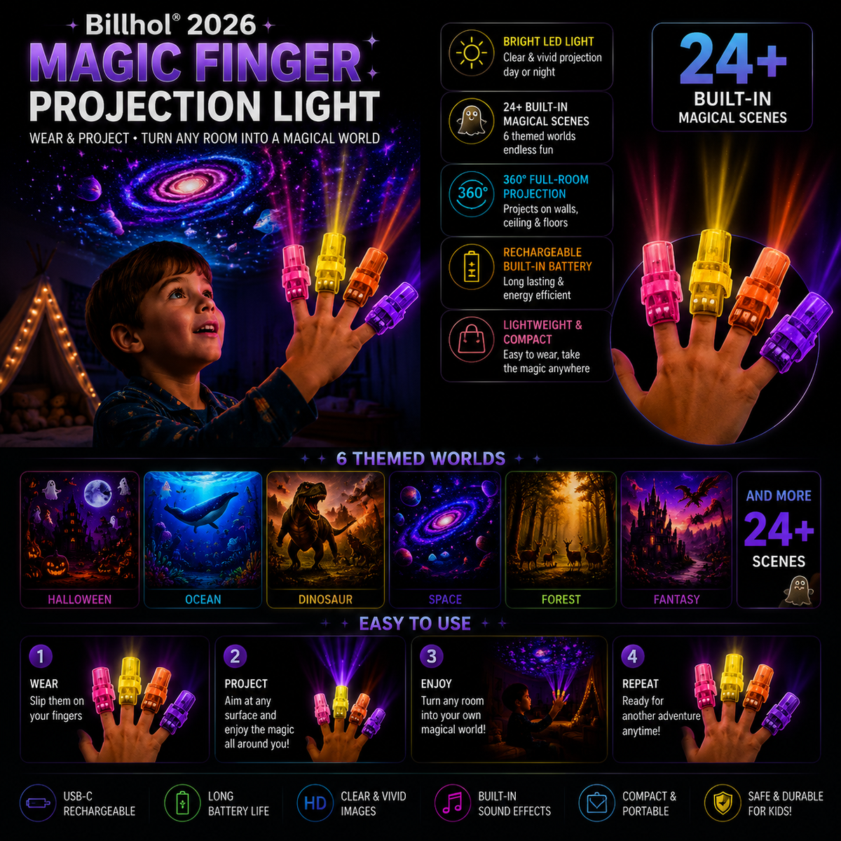 Billhol Magic Finger Projection Light — image 3
