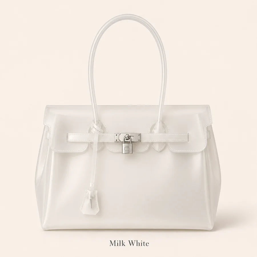 Translucent Jelly Tote Bag - Milk White