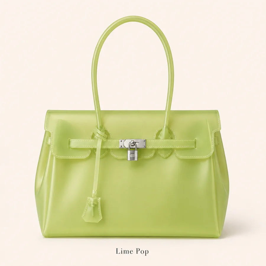 Translucent Jelly Tote Bag - Lime Pop