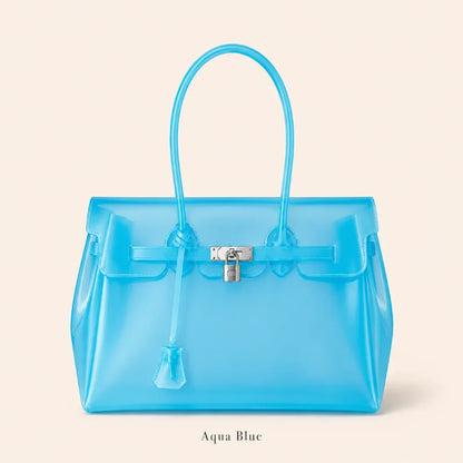 Translucent Jelly Tote Bag - Aqua Blue